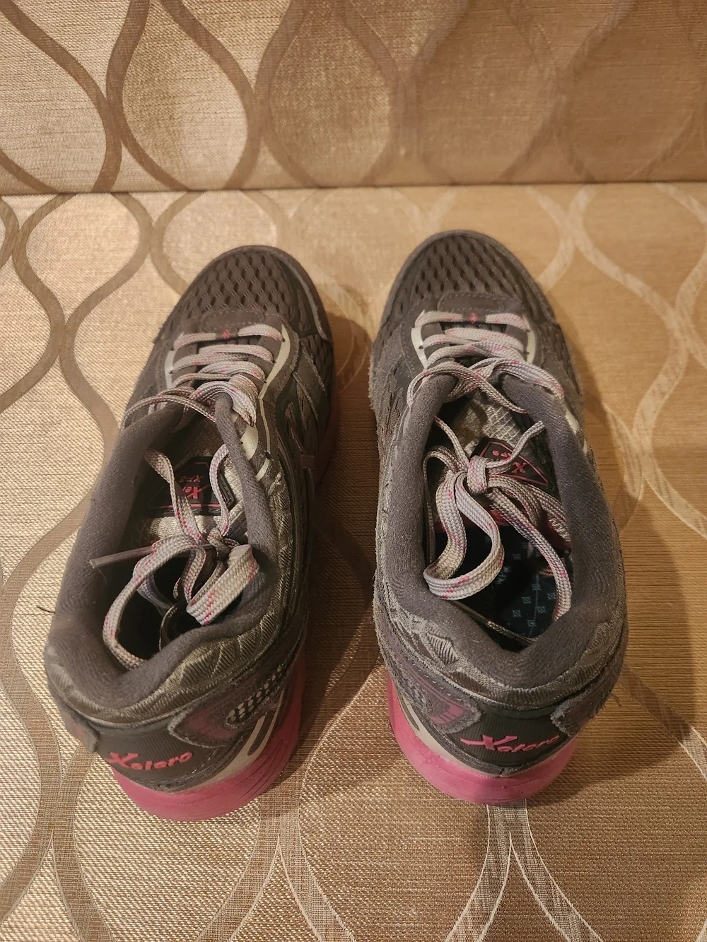 Women’s Gray Athletic Sneakers with Pink Accents — Comfort Run WIDE width
